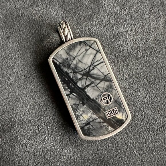 David Yurman XL XLarge Picasso Jasper Dog Tag Pendant - RARE - Picture 6 of 15
